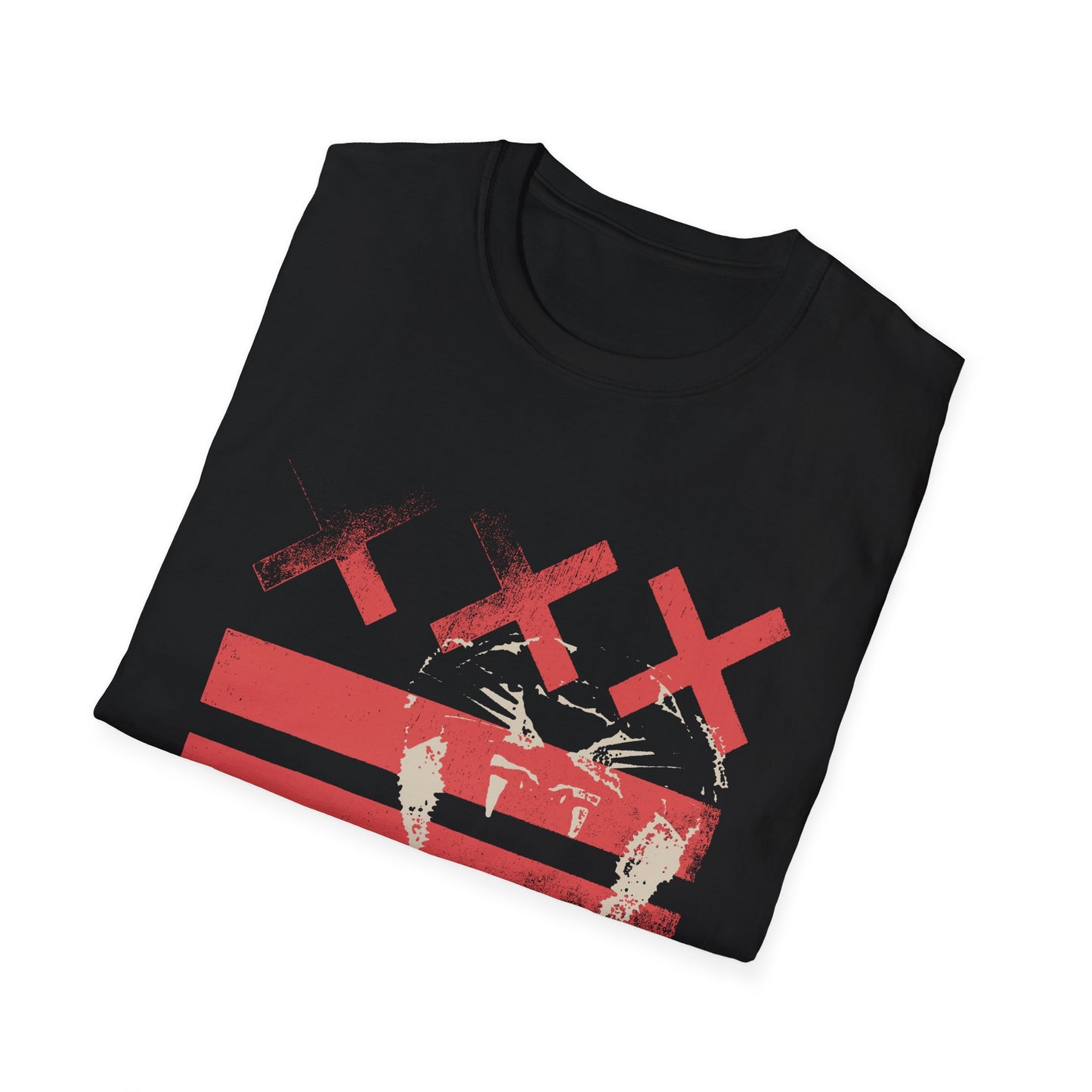 Feral Cat — Red Xs Distressed Streetwear T-Shirt