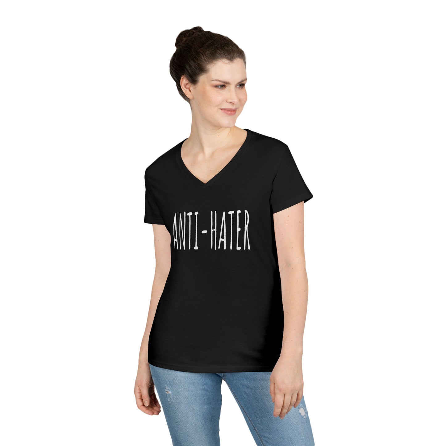 Anti-Hater V-Neck Tee — Women's Casual Statement Shirt