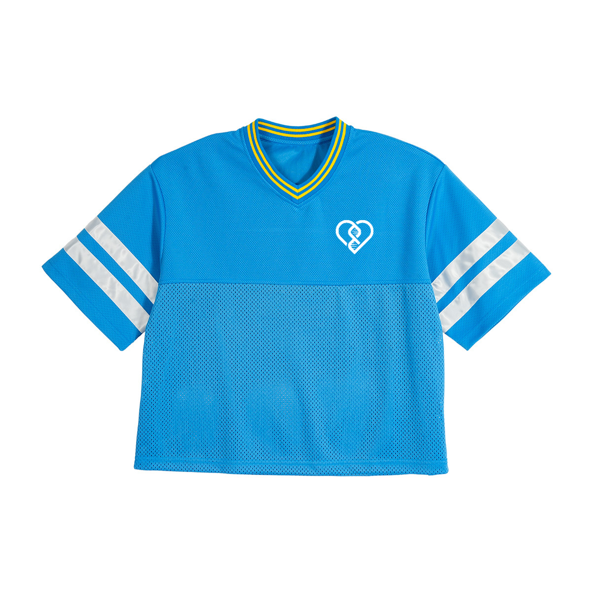 Oversized Cropped Jacquard-collar Vintage Mesh Football Jersey Tee RESPECT
