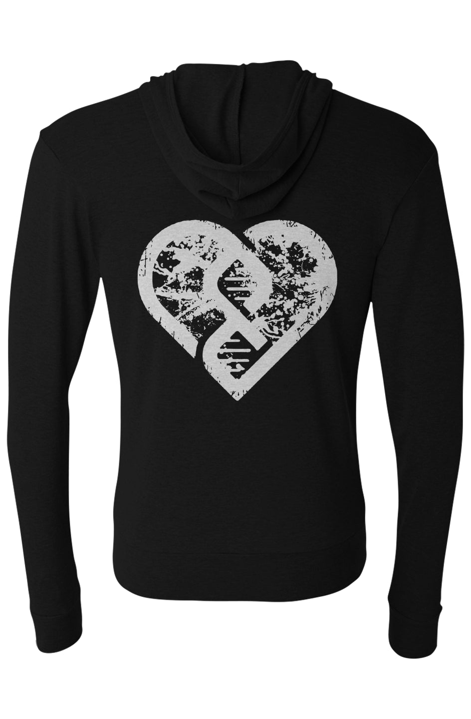 DNA Heart Grunge (White) - Triblend Full-Zip Lightweight Hoodie