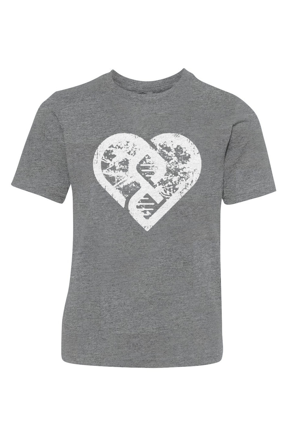 DNA Heart Grunge (White) - Youth Triblend Crew