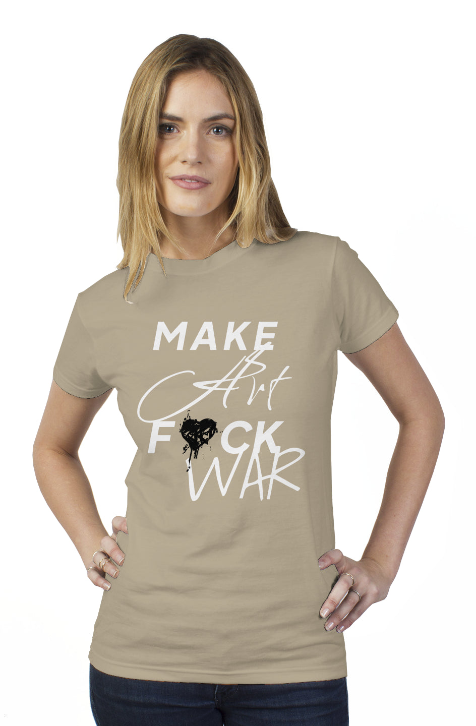 Make Art F*ck War - Tultex womens t shirt