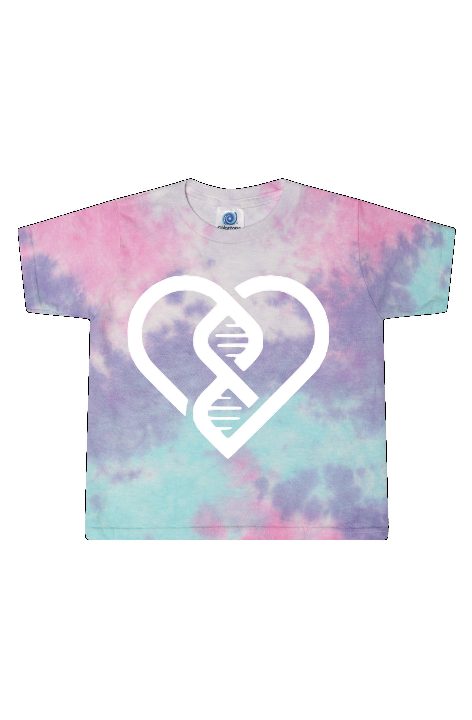 DNA Heart Tie-Dye Cotton Candy Ladies' Crop Tee