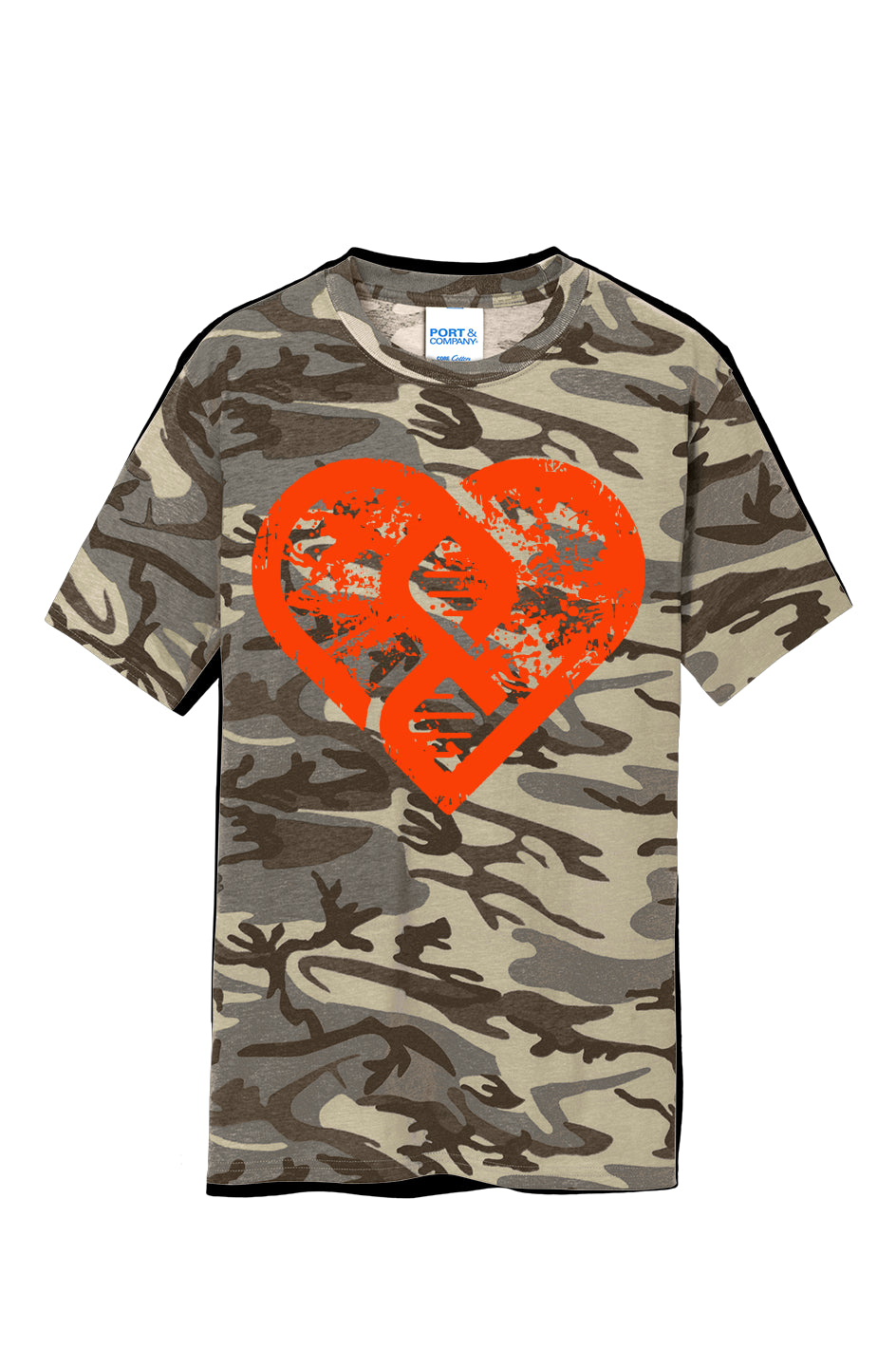 Grunge Heart (Orange) Camo Tee