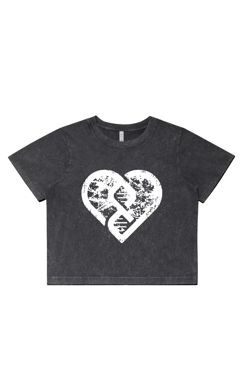 Grunge Heart Stone Wash Heavy Crop
