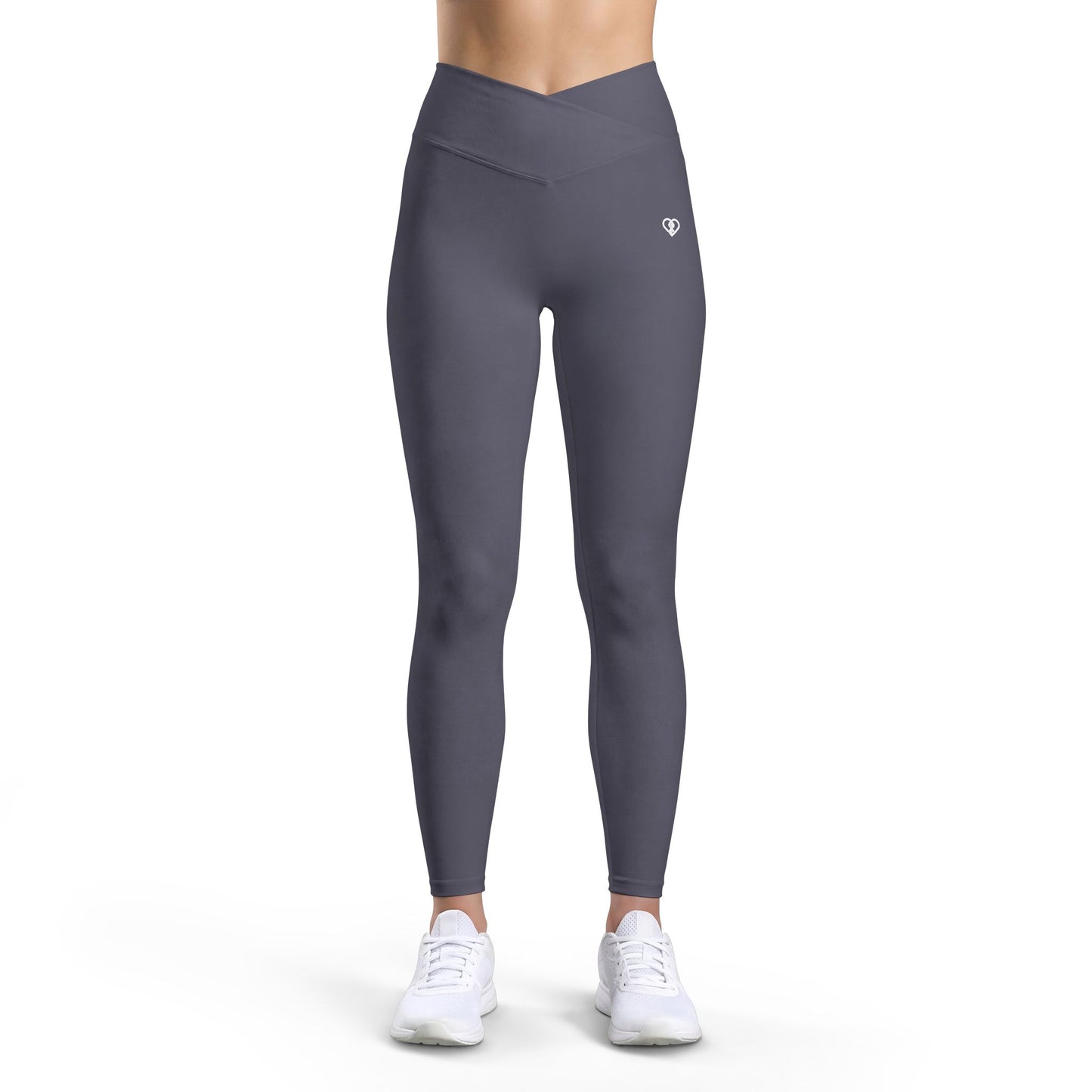 Women’s Luxe Leggings — High-Waist Black Athletic Leggings with Subtle Heart Logo