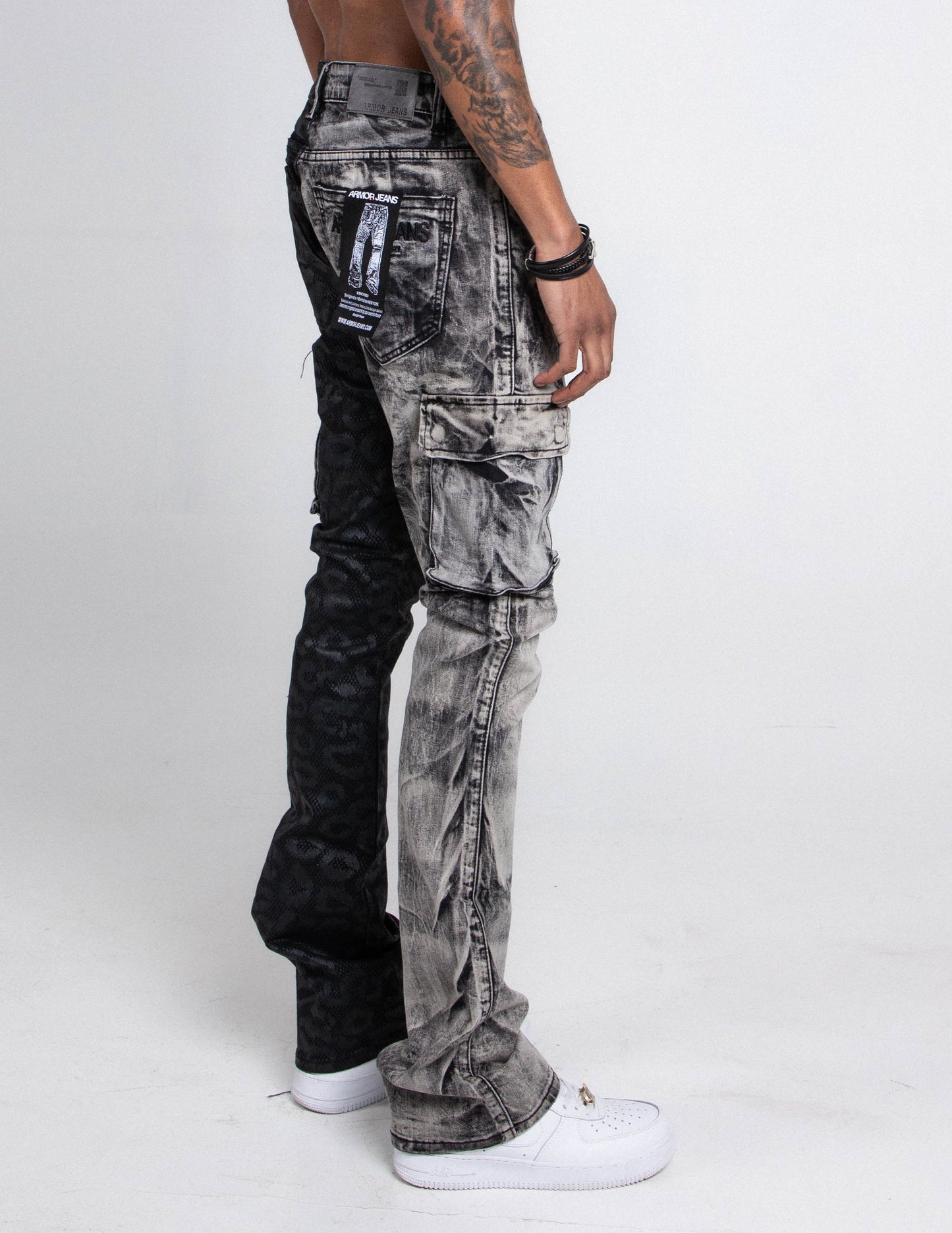 Black Lace Jeans - Split Leg Design - Straight Fit
