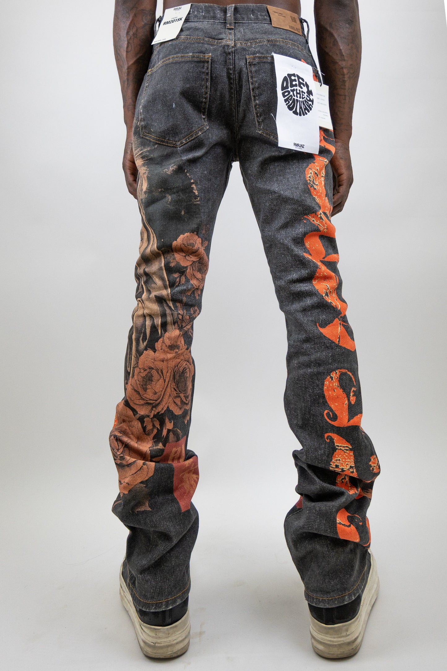 Graphic Printed Stacked Jeans
