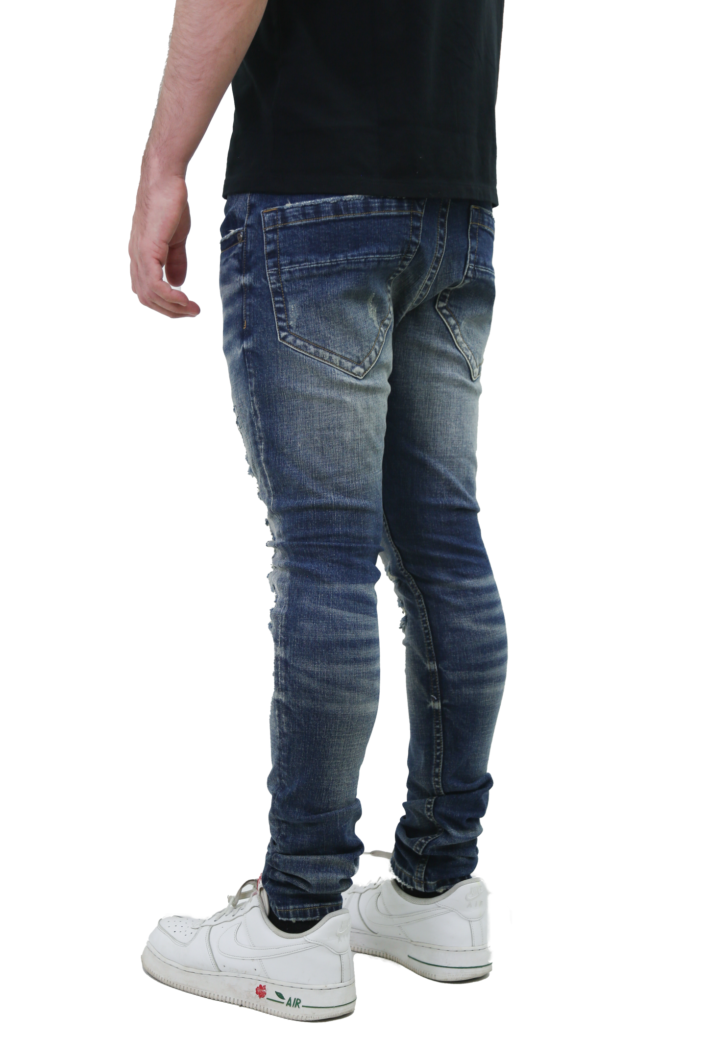 MID-RISE RIPPED SKINNY JEANS