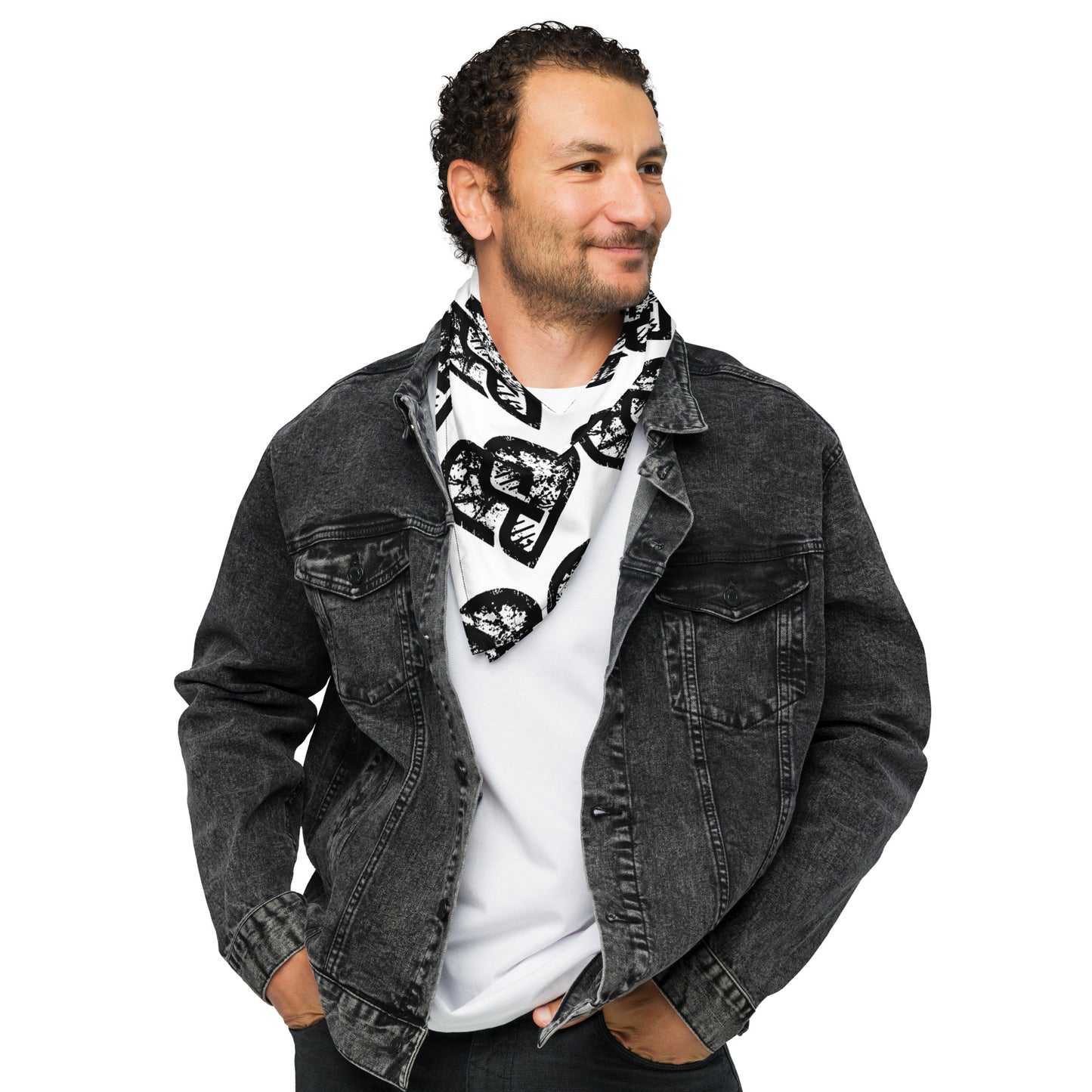 Heart Pattern Bandana (Grunge White)