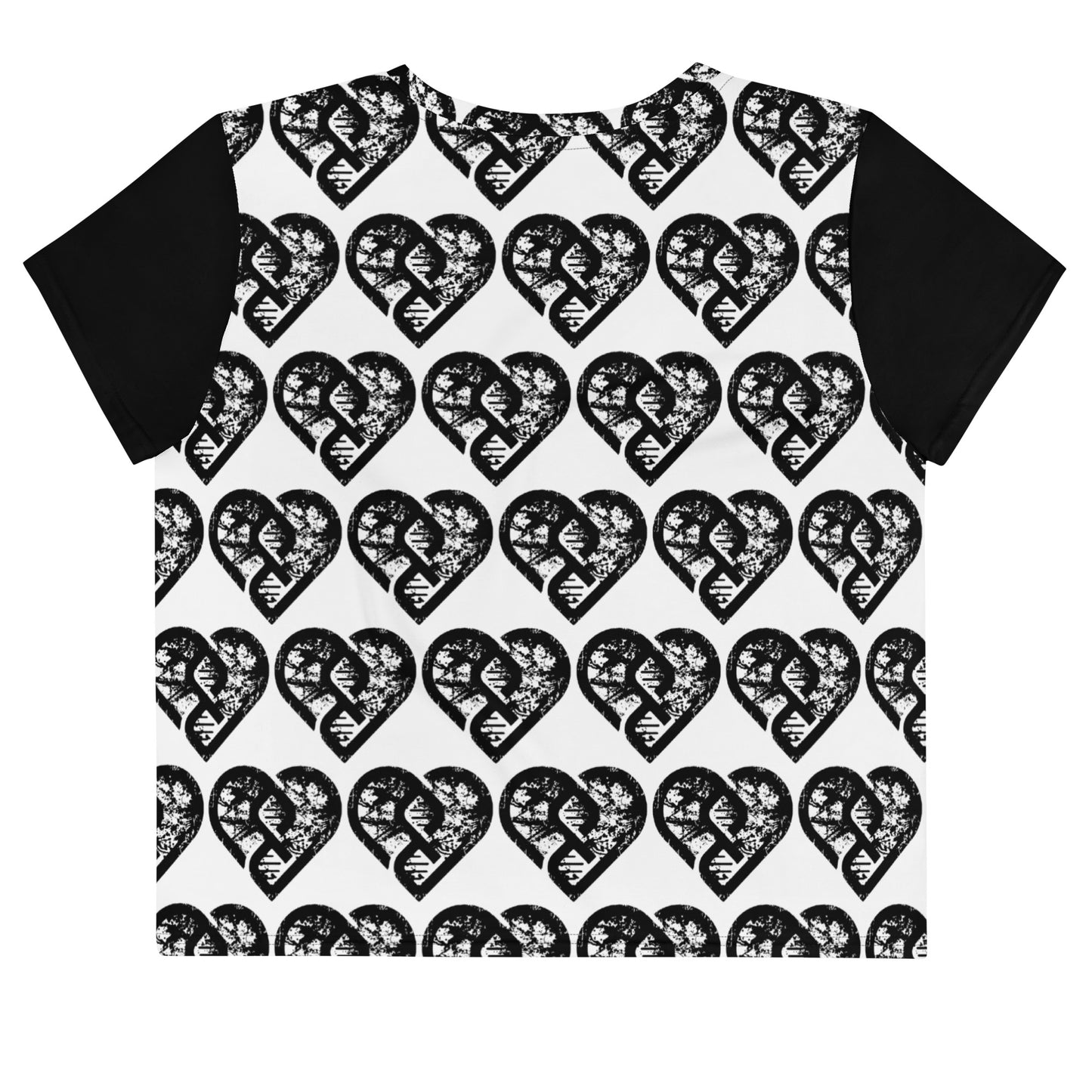 Heart Pattern Baby Tee (Grunge White/Black Sleeves)
