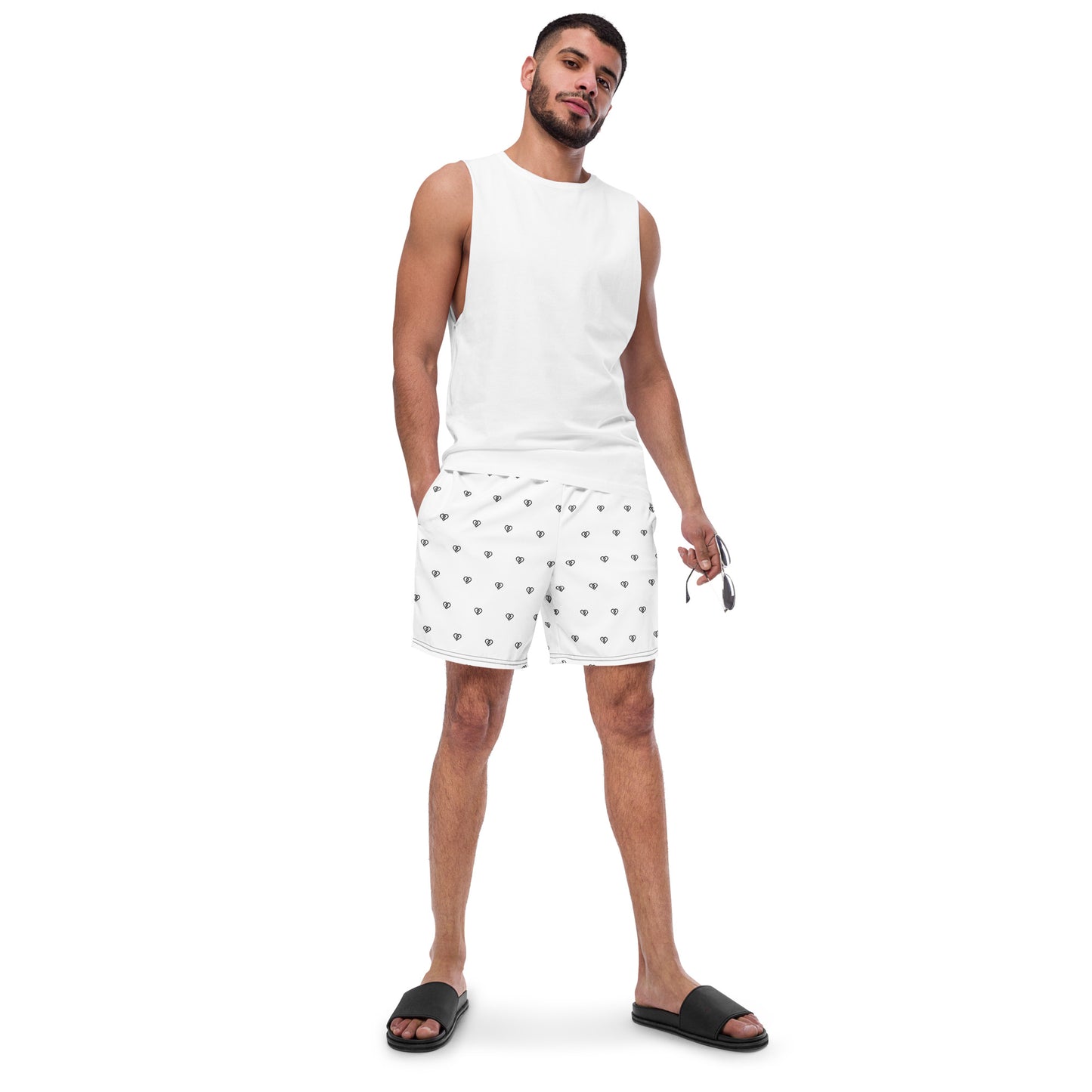 Heart Pattern Bathing Suit (White)