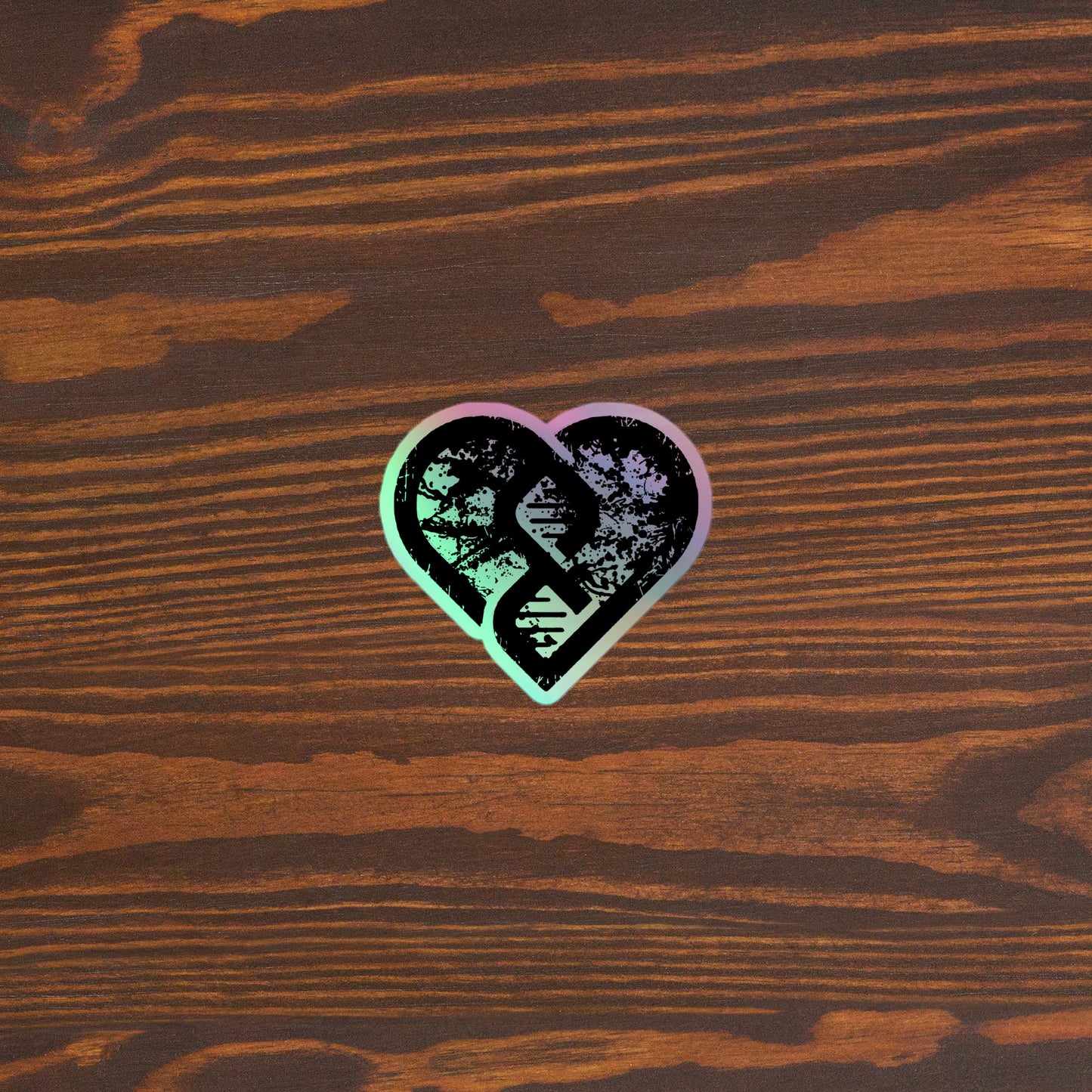 DNA Heart (Black Grunge) - Holographic stickers
