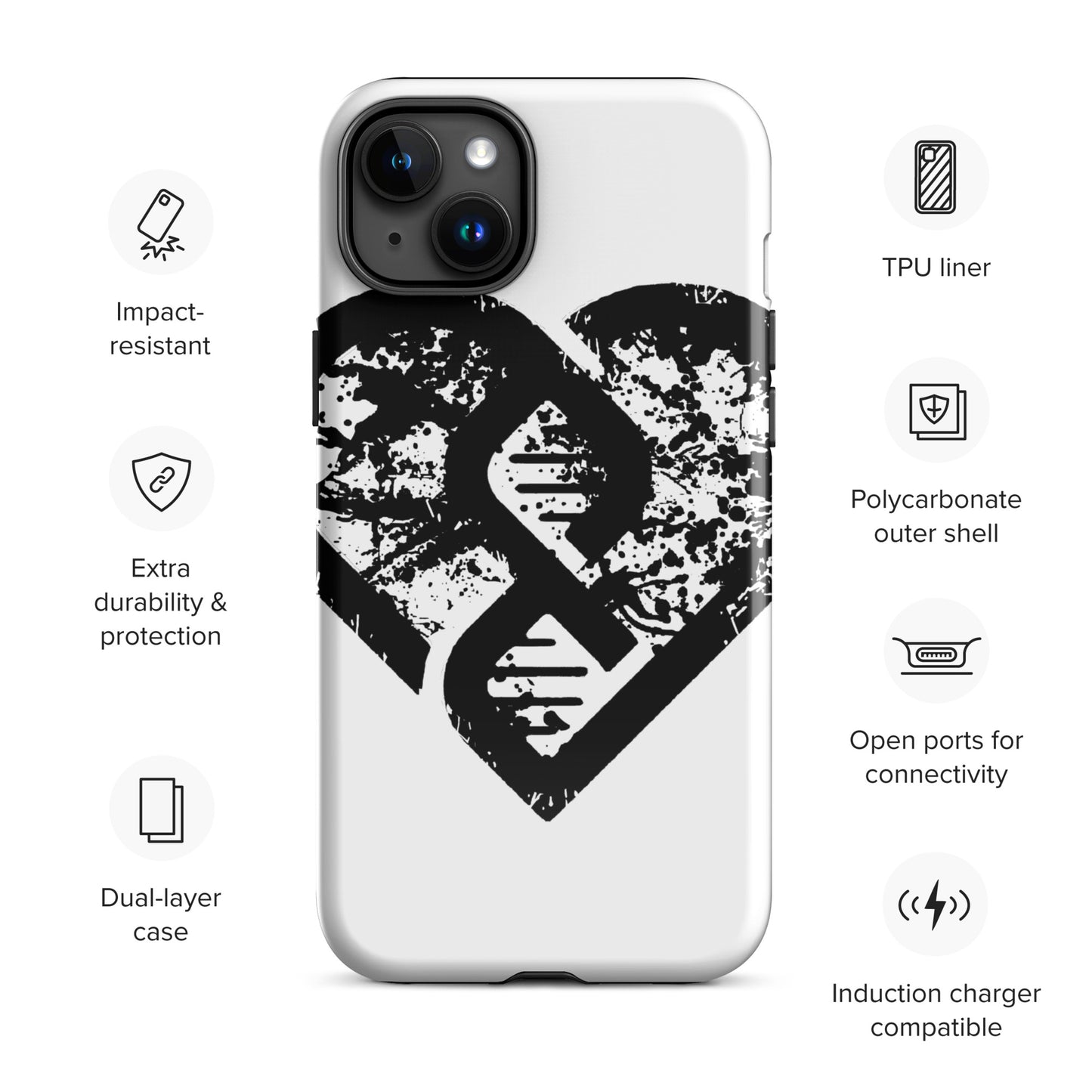 DNA Heart (Grunge) - Tough Case for iPhone®