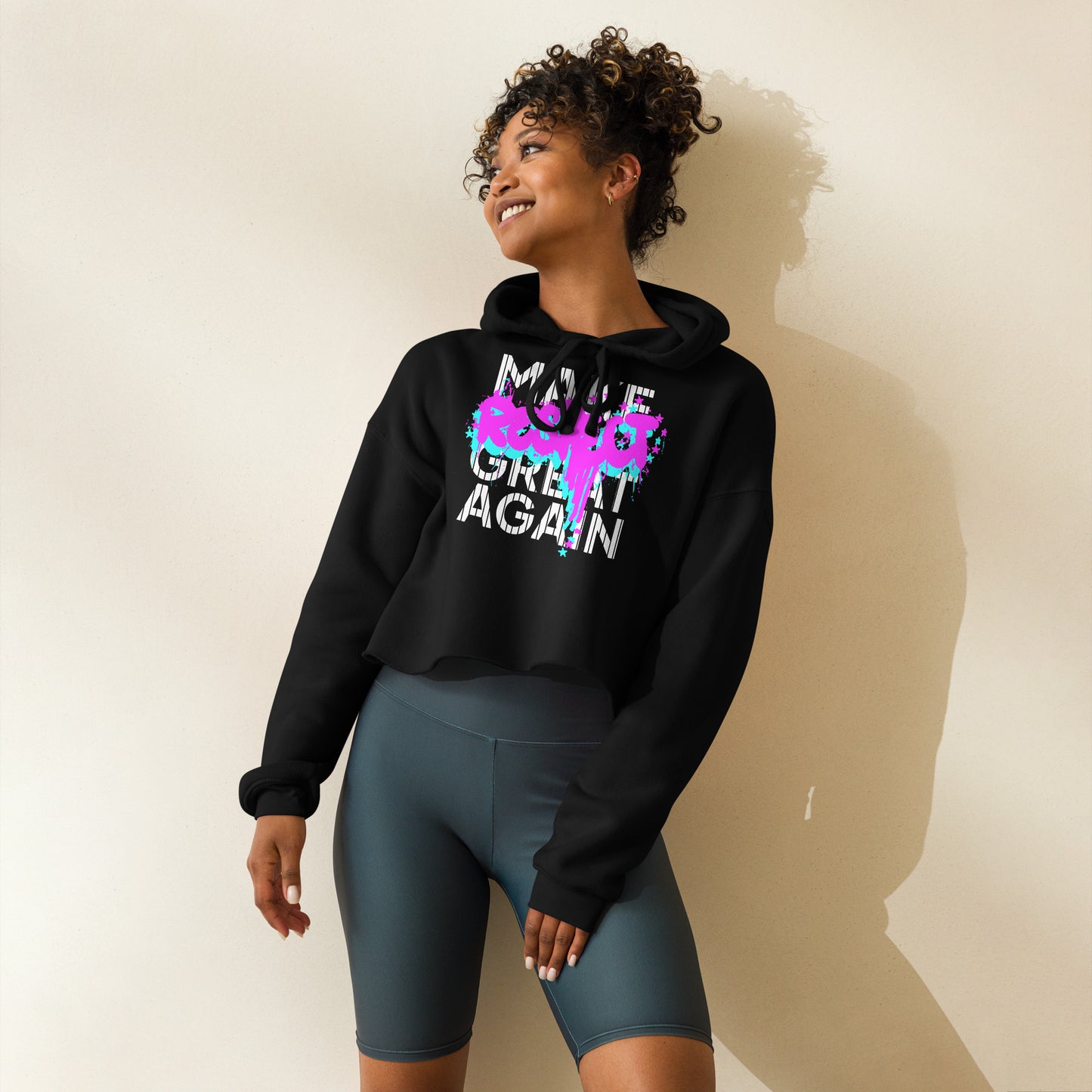 Make Respect Great Again (Pink/Blue)- Crop Hoodie