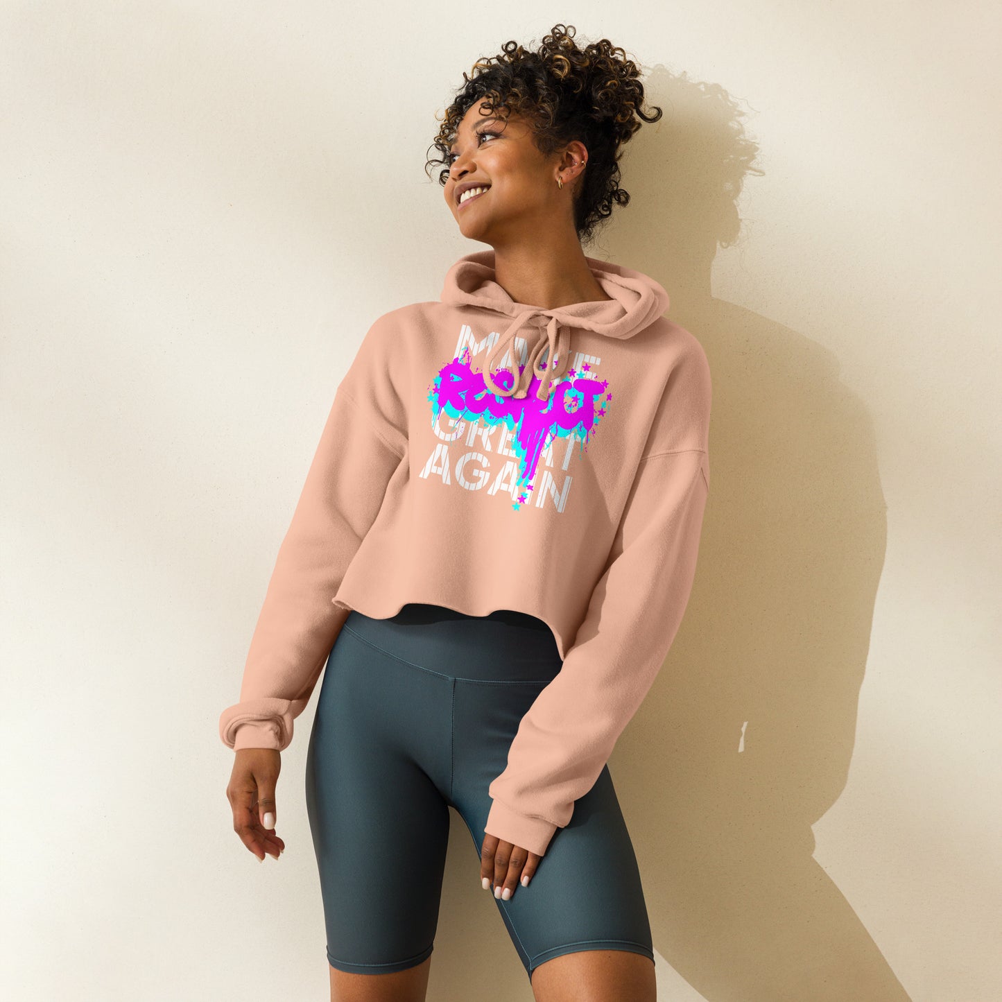 Make Respect Great Again (Pink/Blue)- Crop Hoodie