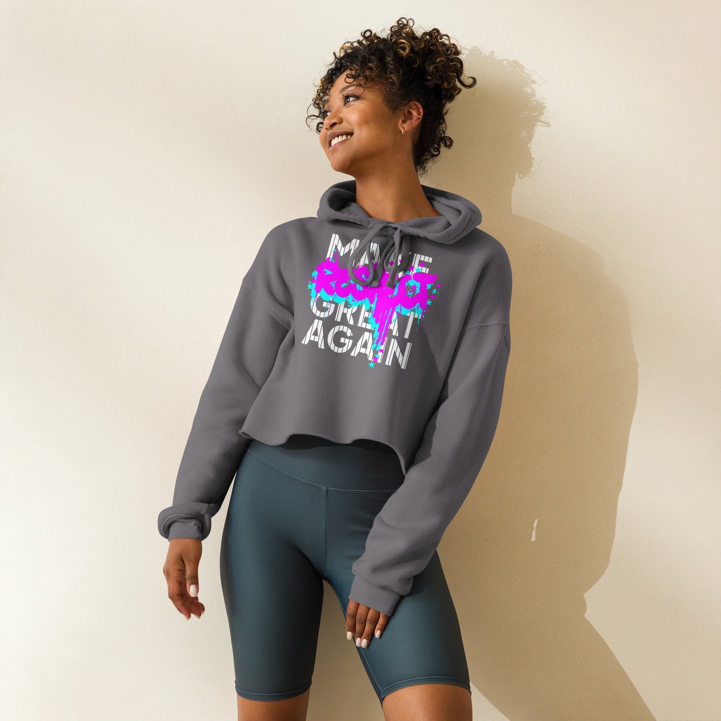 Make Respect Great Again (Pink/Blue)- Crop Hoodie
