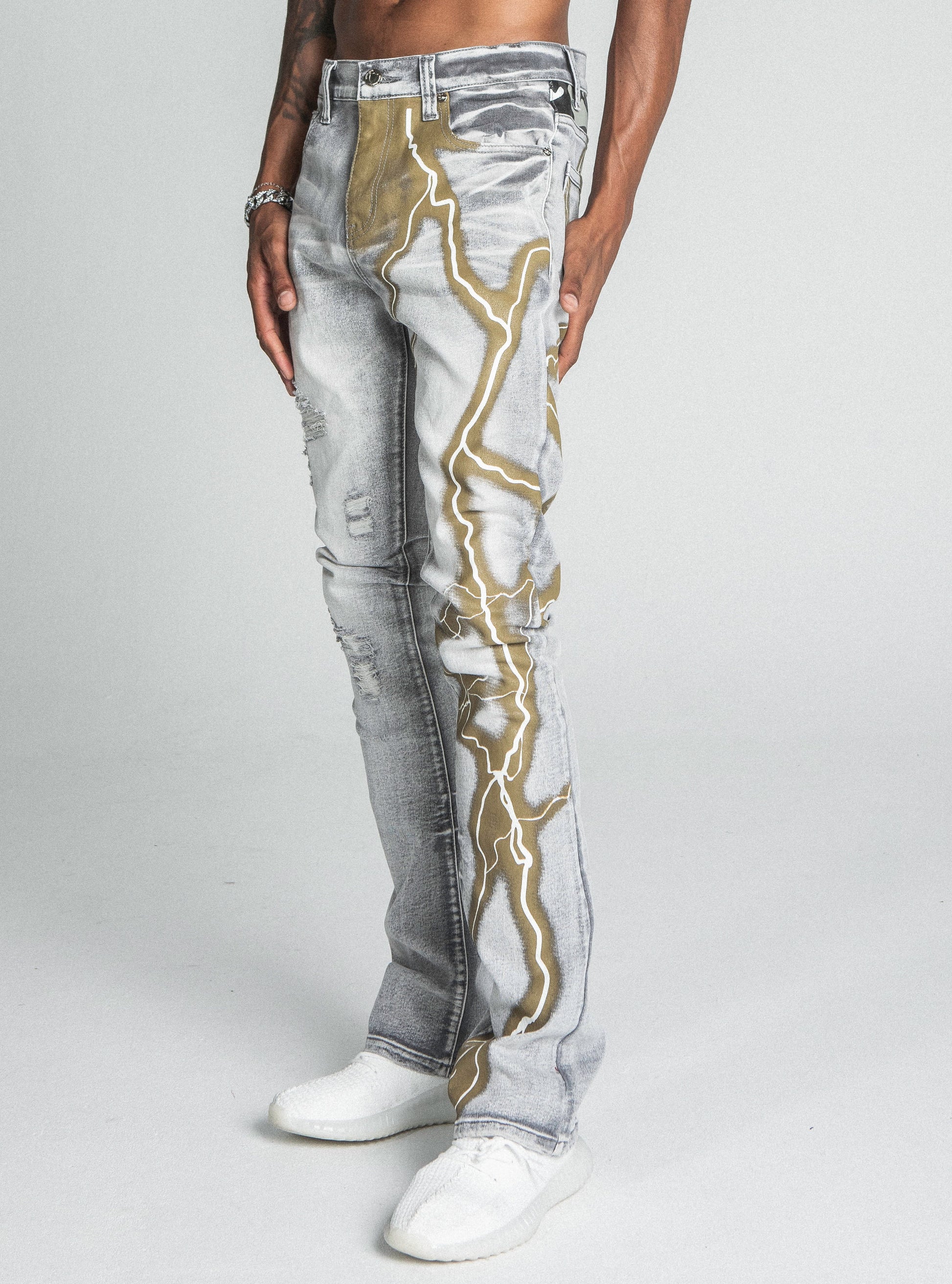 AJ24SK LIGHTNING STACKED JEANS