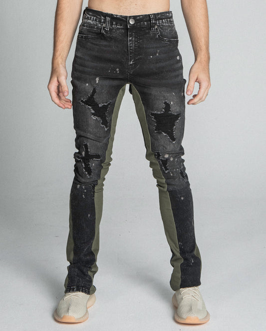 Black Distressed Star Jeans