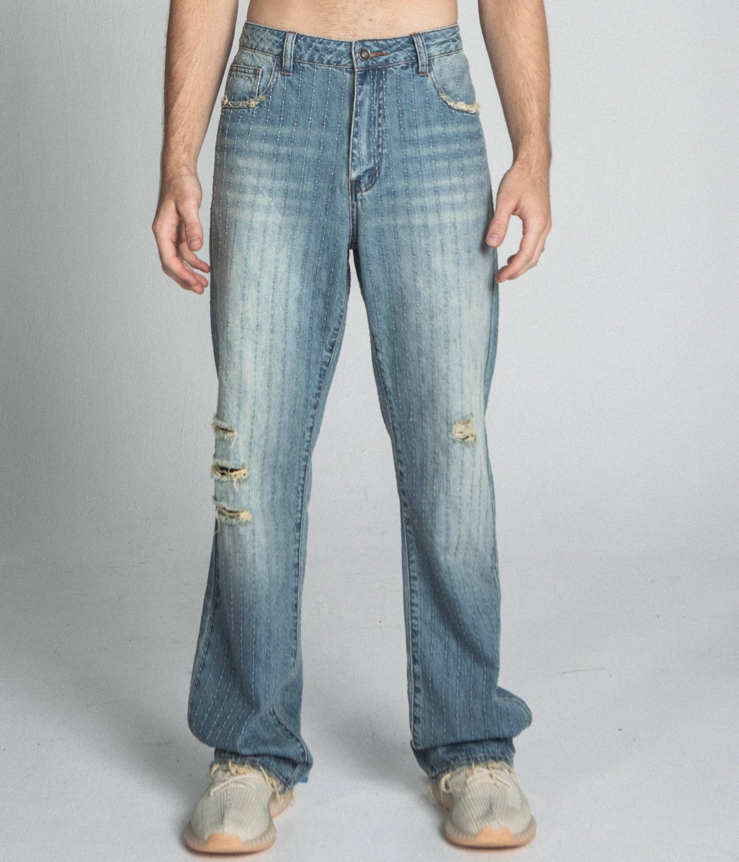 Ripped Blue Thread Jeans