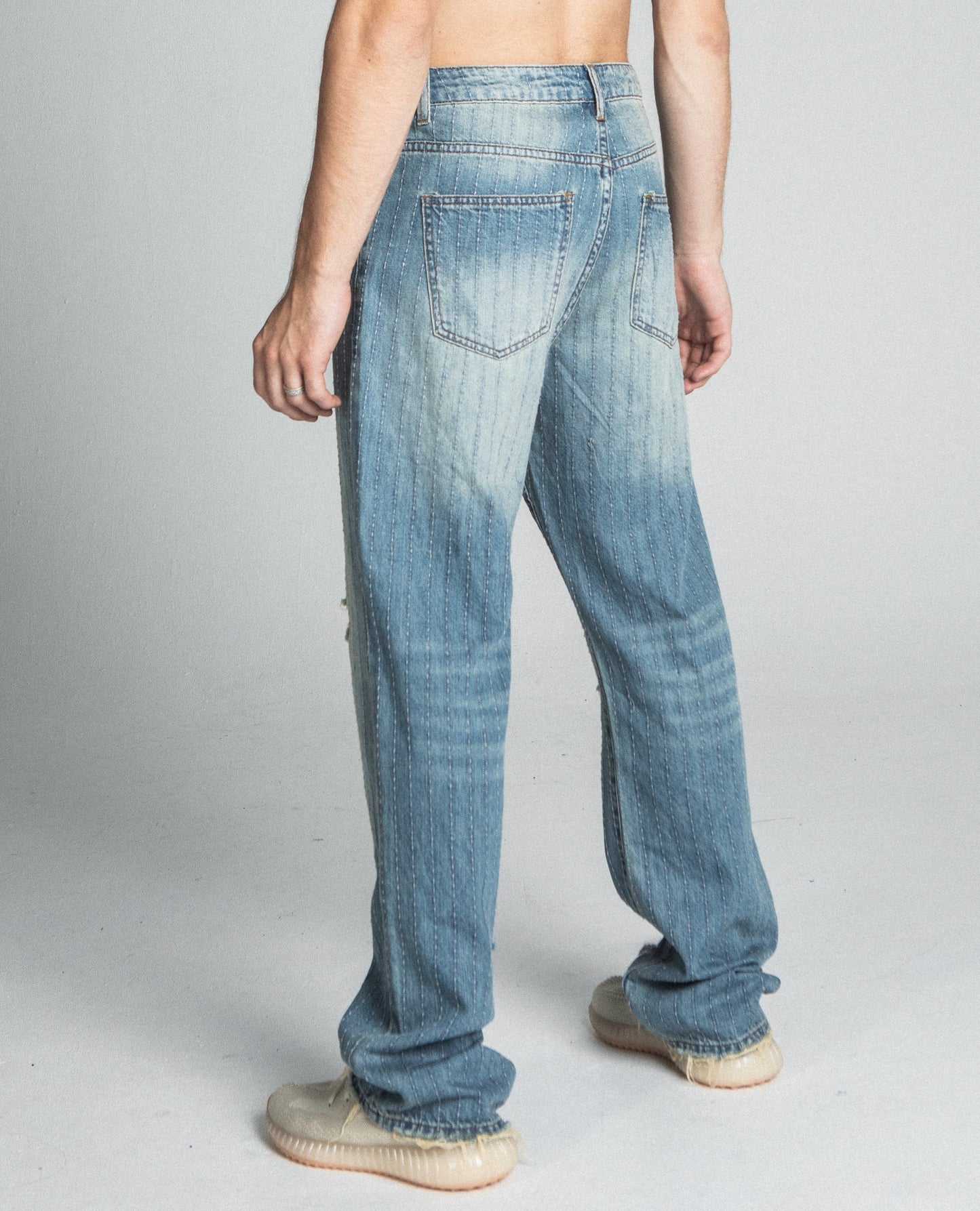 Ripped Blue Thread Jeans