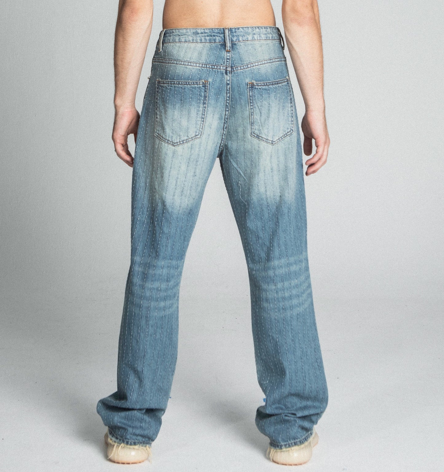 Ripped Blue Thread Jeans