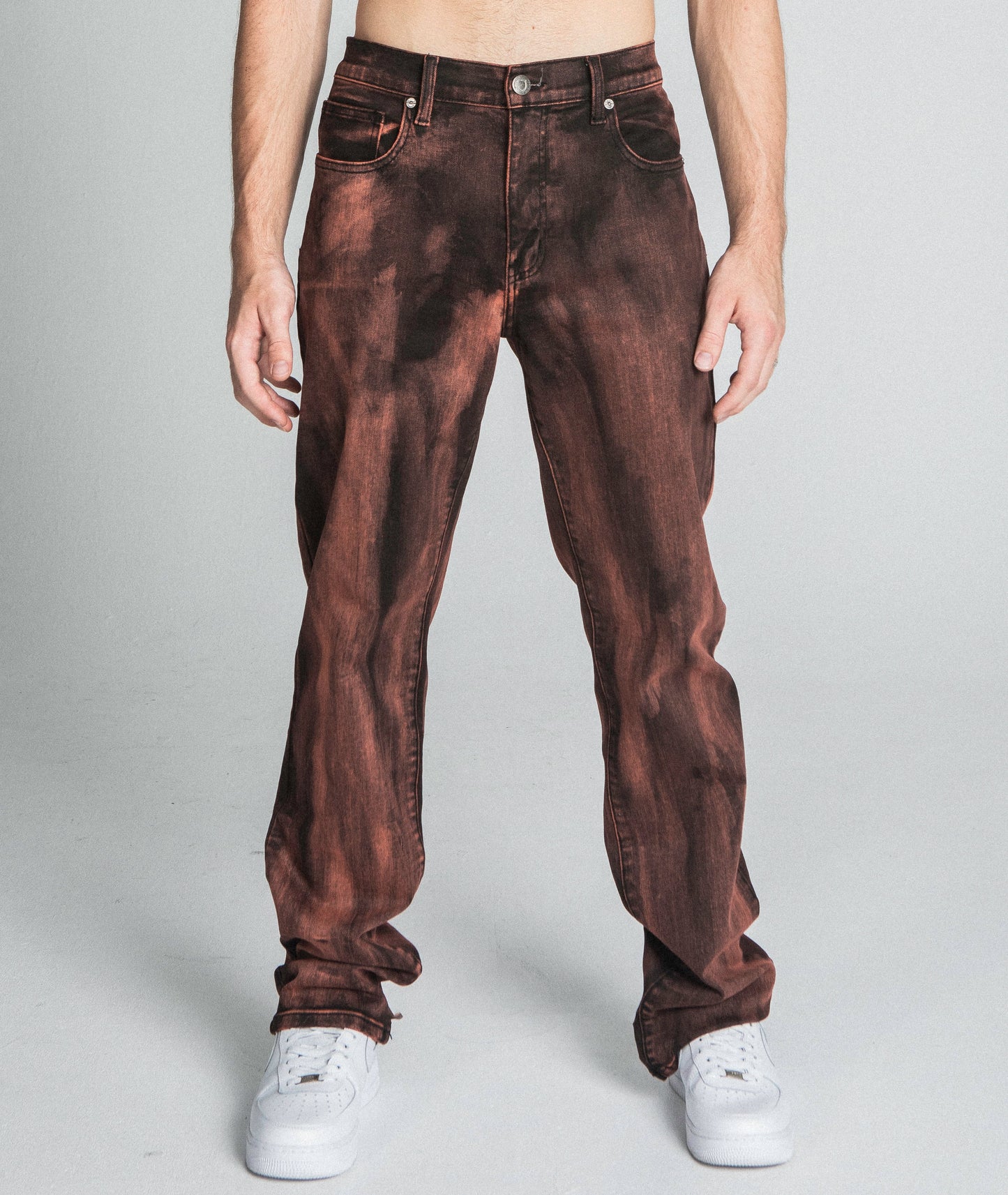 BROWN WASHED STRAIGHT JEANS