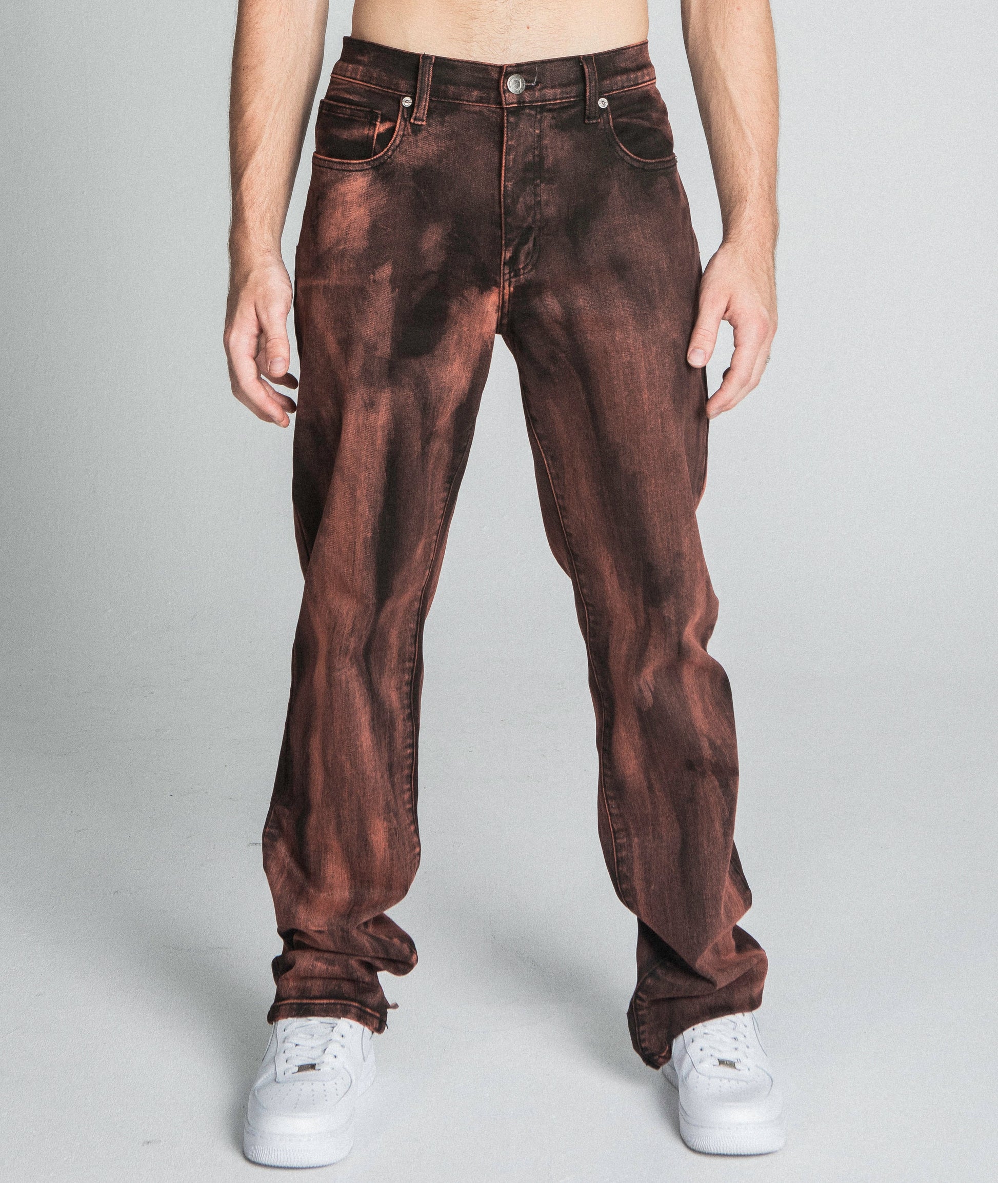 BROWN WASHED STRAIGHT JEANS
