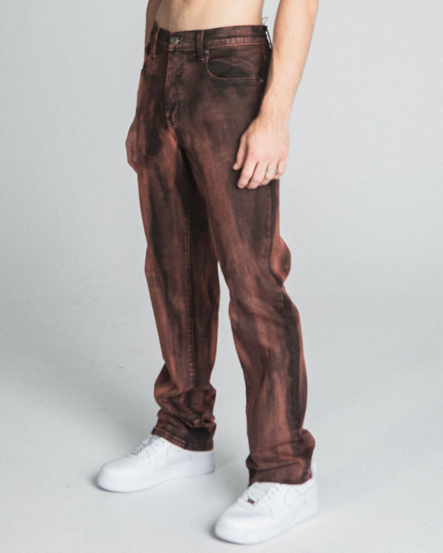 BROWN WASHED STRAIGHT JEANS