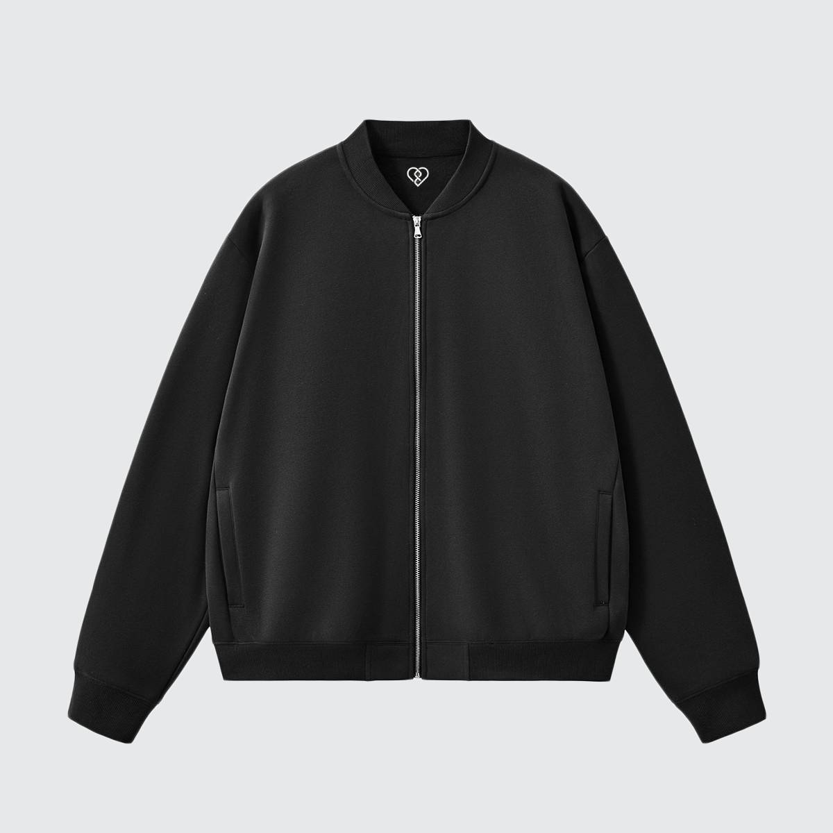 Heavyweight Fleece Zip-Up Baseball Bomber Jacket