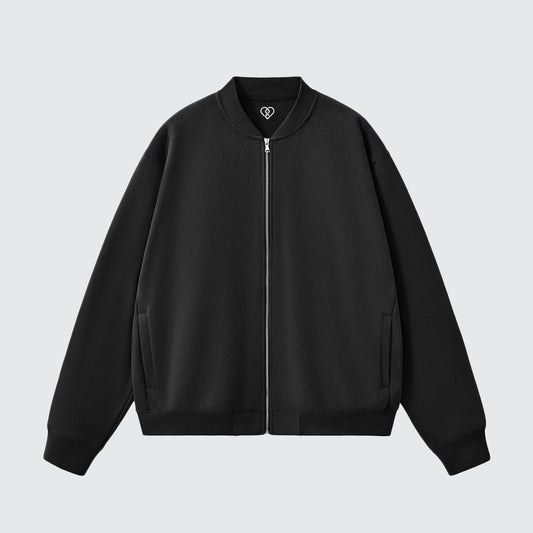Heavyweight Fleece Zip-Up Baseball Bomber Jacket
