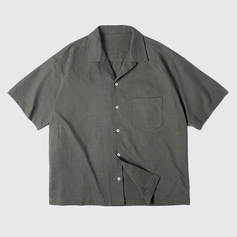 Cuban Collar Short-sleeve Shirt