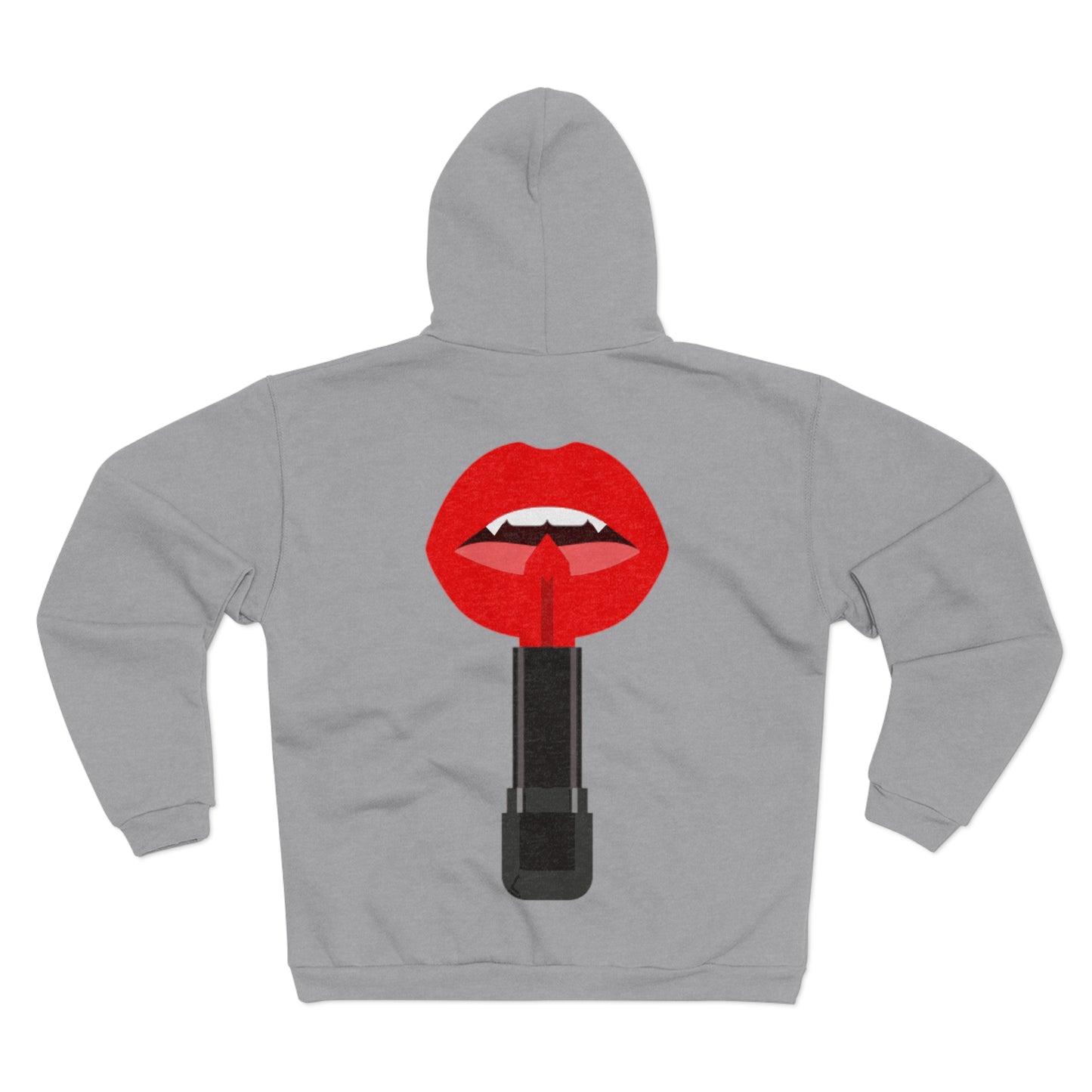 Lipstick Kiss Zip Hoodie — Red Lips XOXO Graphic Zip-Up Hoodie