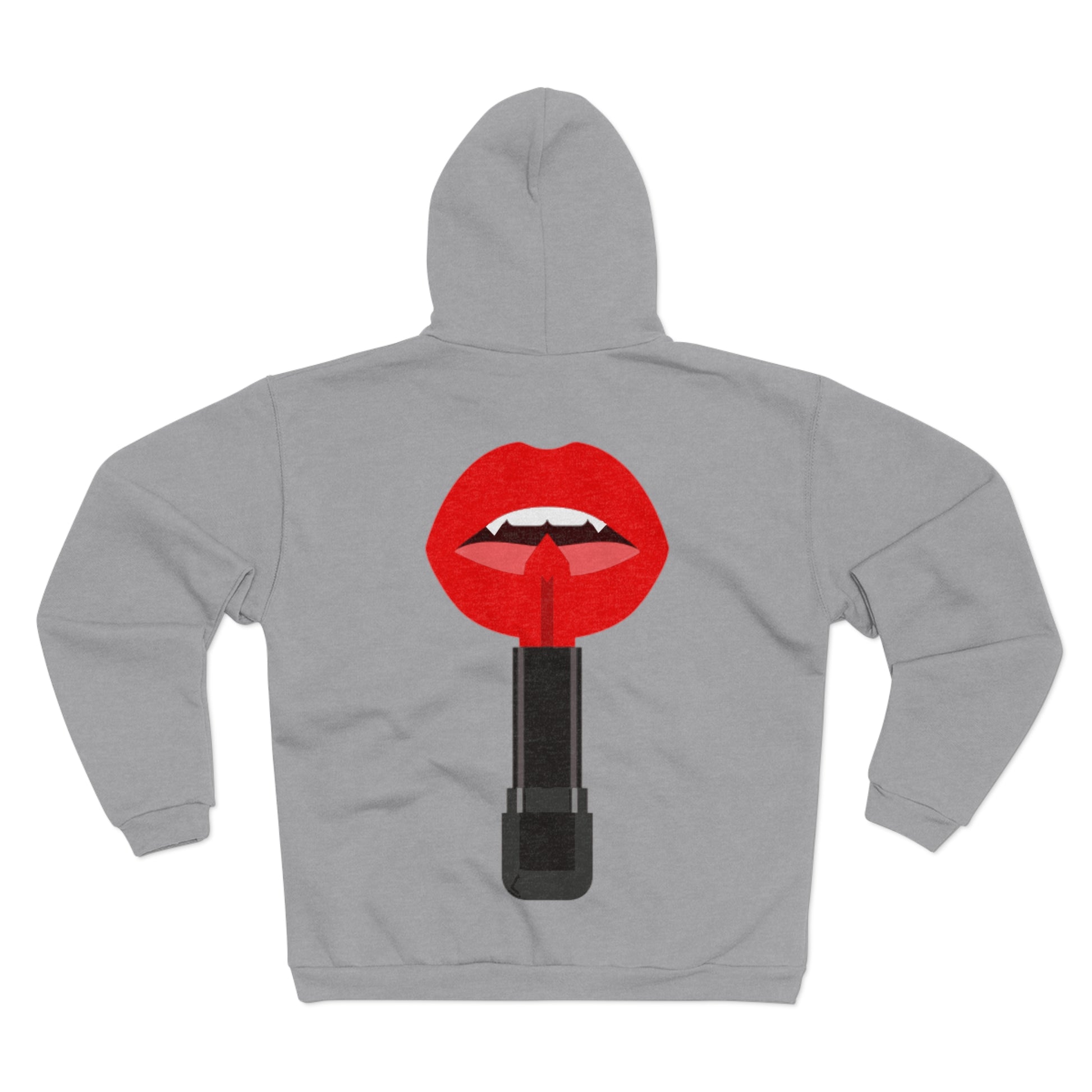 Lipstick Kiss Zip Hoodie — Red Lips XOXO Graphic Zip-Up Hoodie