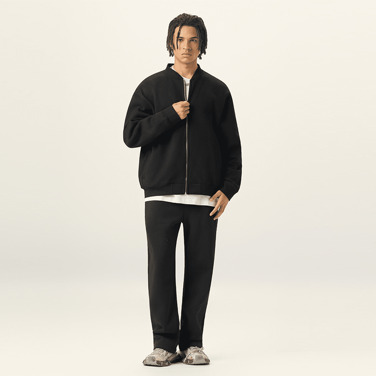 Heavyweight Fleece Zip-Up Baseball Bomber Jacket