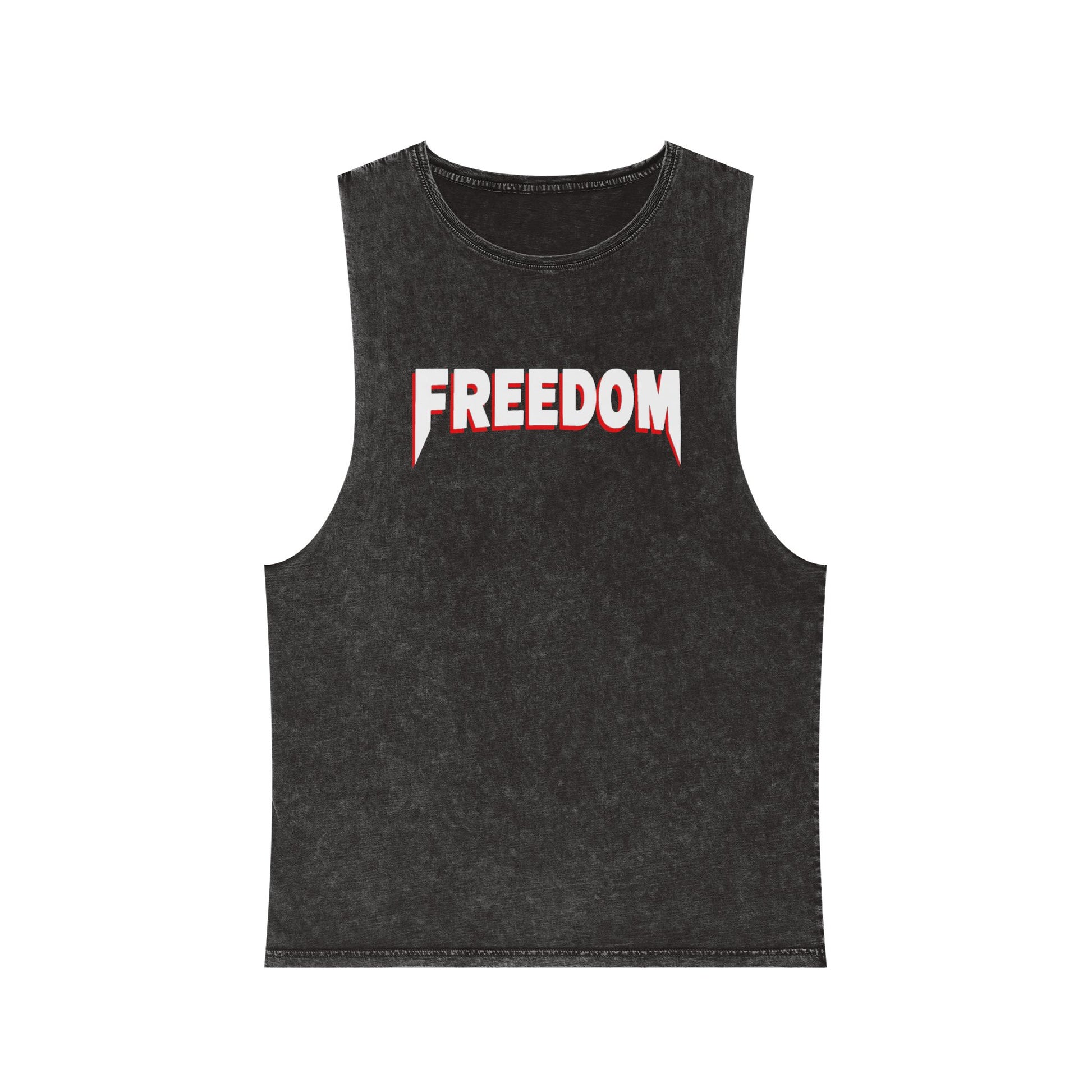 Freedom Fangs Stonewash Tank Top — Vintage Rock Style Graphic Muscle Tee