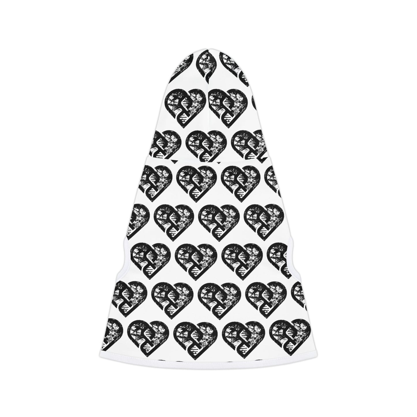 Heart Pattern Pet Hoodie — Black & White Grunge Hearts Dog Hoodie