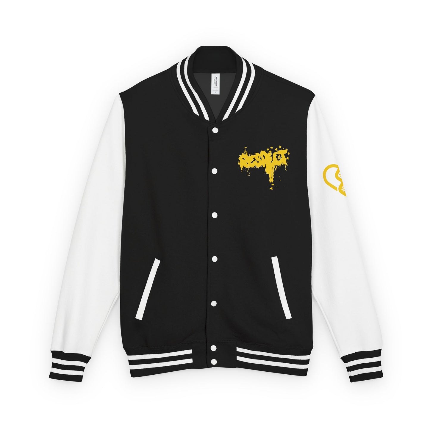 Letterman Jacket — Yellow Respect Graffiti Varsity Jacket