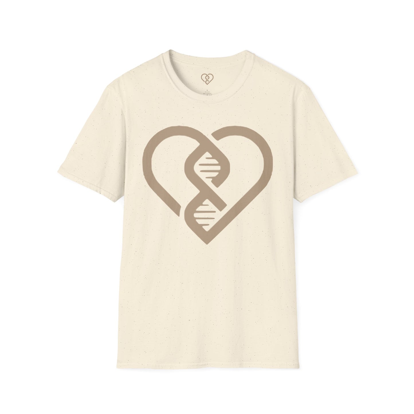 DNA Heart Graphic Natural Organic T-Shirt — Genetics Lover Tee, Science Gift