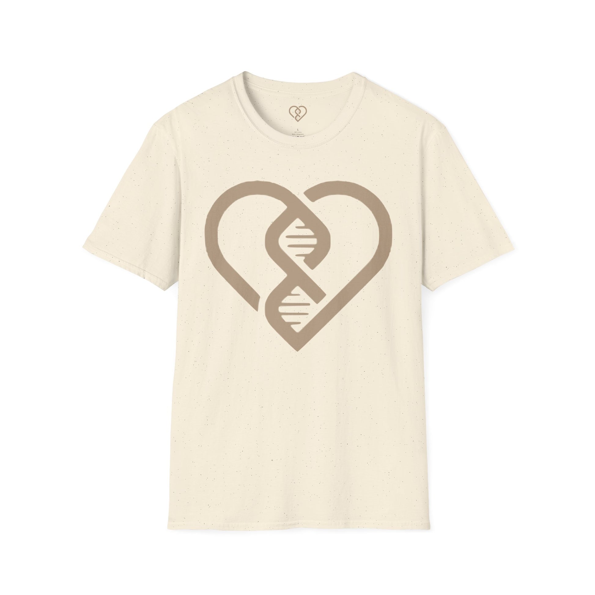 DNA Heart Graphic Natural Organic T-Shirt — Genetics Lover Tee, Science Gift