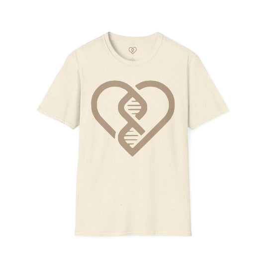DNA Heart Graphic Natural Organic T-Shirt — Genetics Lover Tee, Science Gift