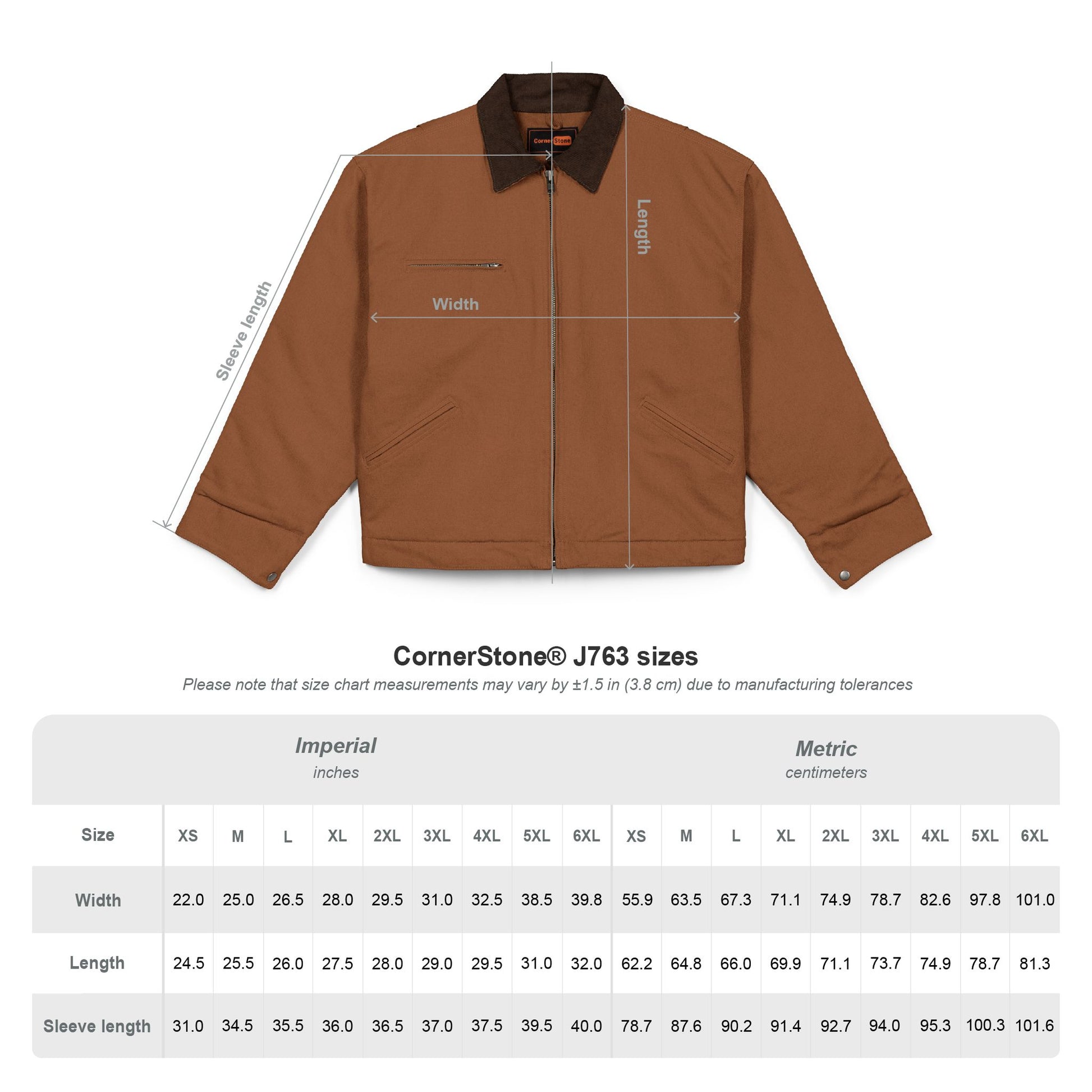 Embroidered Duck Cloth Work Jacket — Durable Black Workwear Jacket with Heart