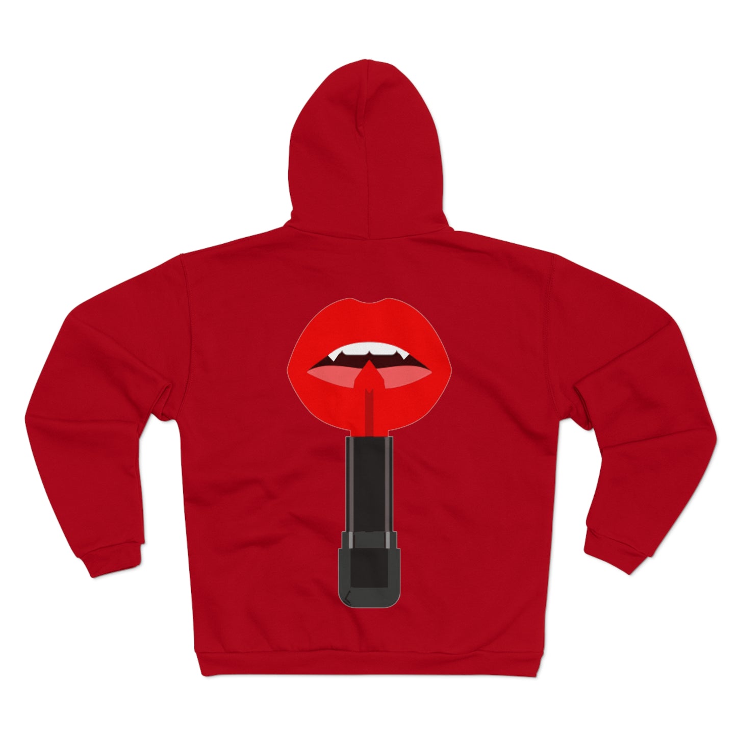 Lipstick Kiss Zip Hoodie — Red Lips XOXO Graphic Zip-Up Hoodie