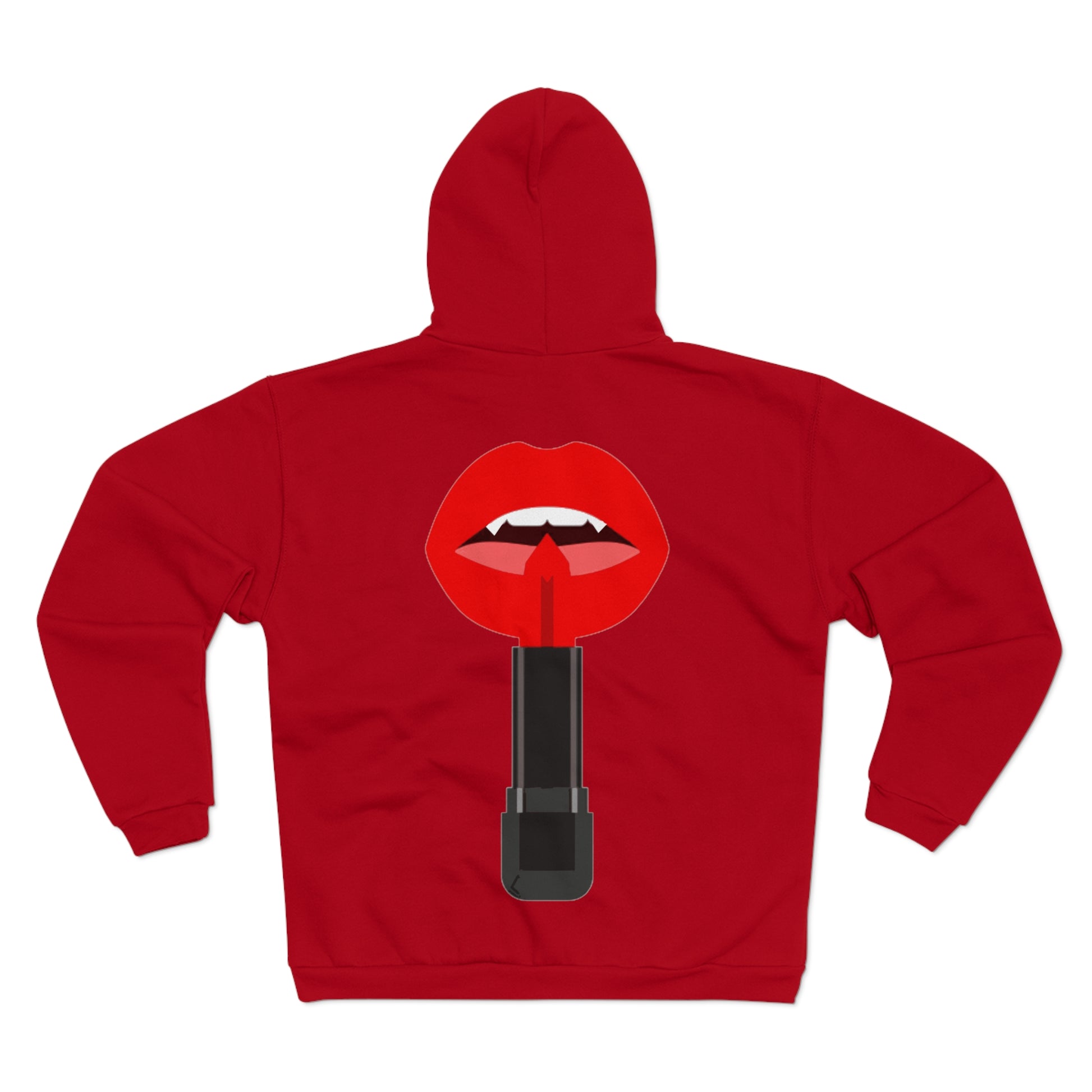 Lipstick Kiss Zip Hoodie — Red Lips XOXO Graphic Zip-Up Hoodie