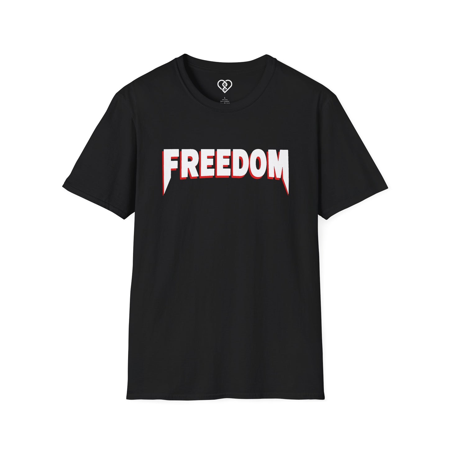Freedom Fangs Graphic T-Shirt — Bold Retro 3D Text Tee