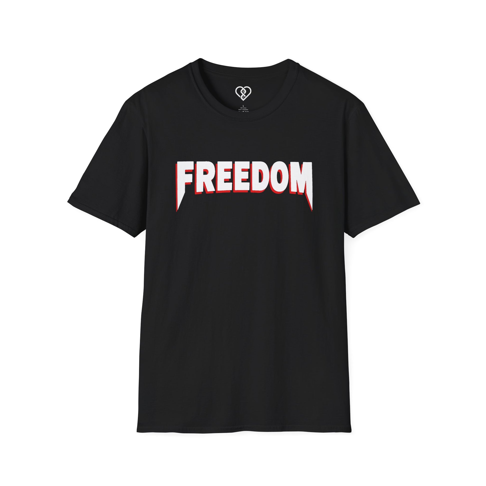 Freedom Fangs Graphic T-Shirt — Bold Retro 3D Text Tee