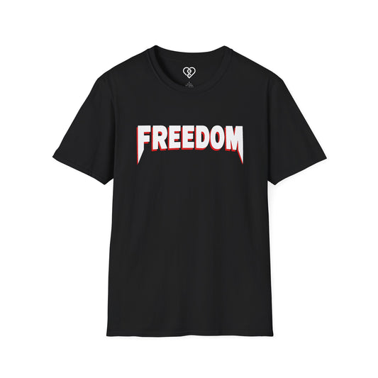 Freedom Fangs Graphic T-Shirt — Bold Retro 3D Text Tee