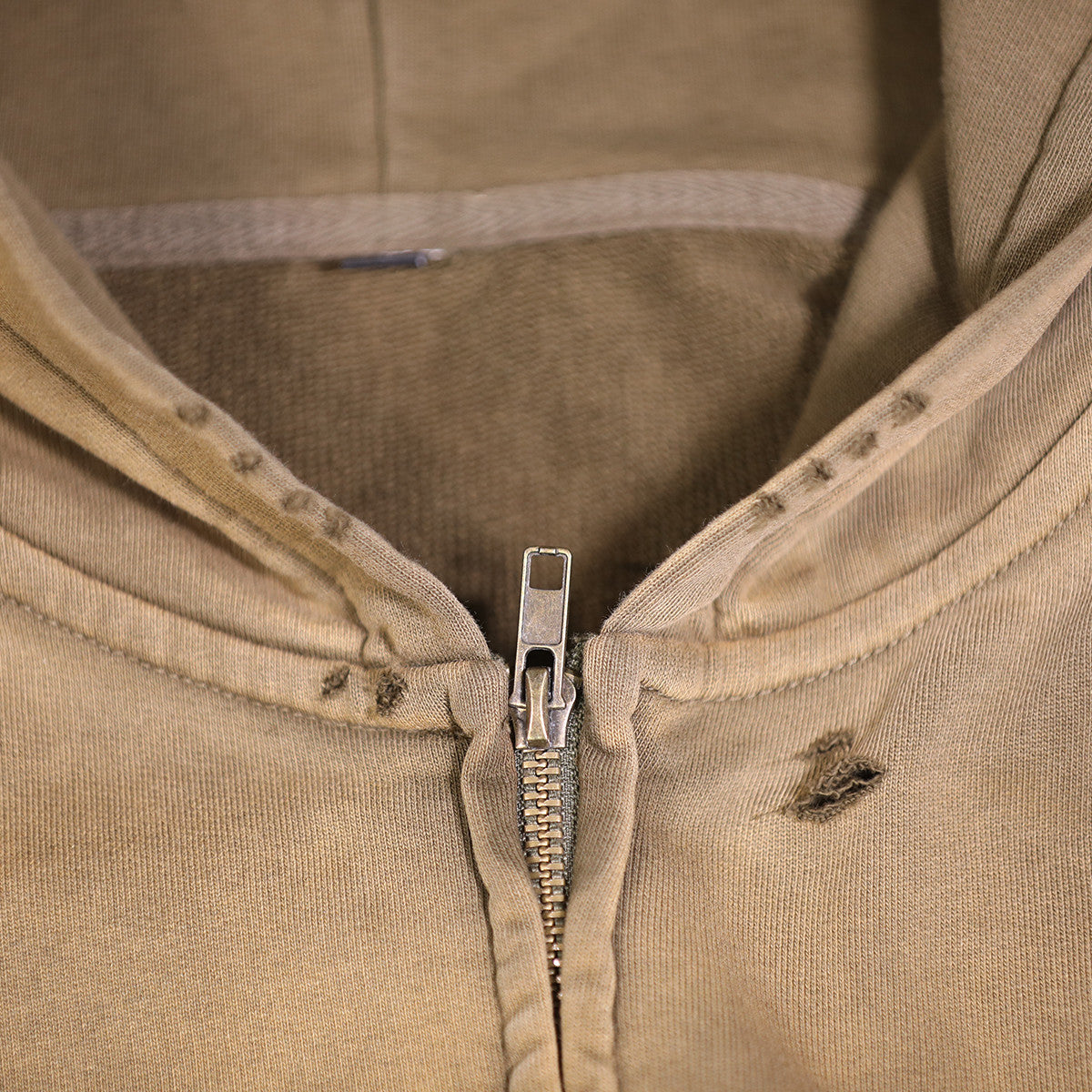 Heavyweight Distressed Dystopian Streetwear Zip-Up Hoodie
