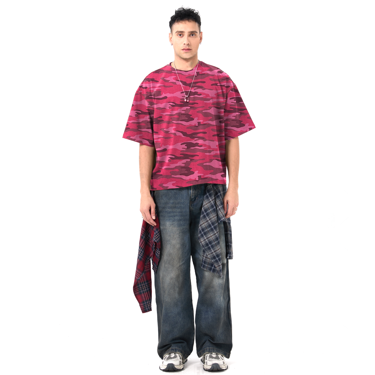 Premium Heavyweight Boxy Cropped Rose Camo T-Shirt