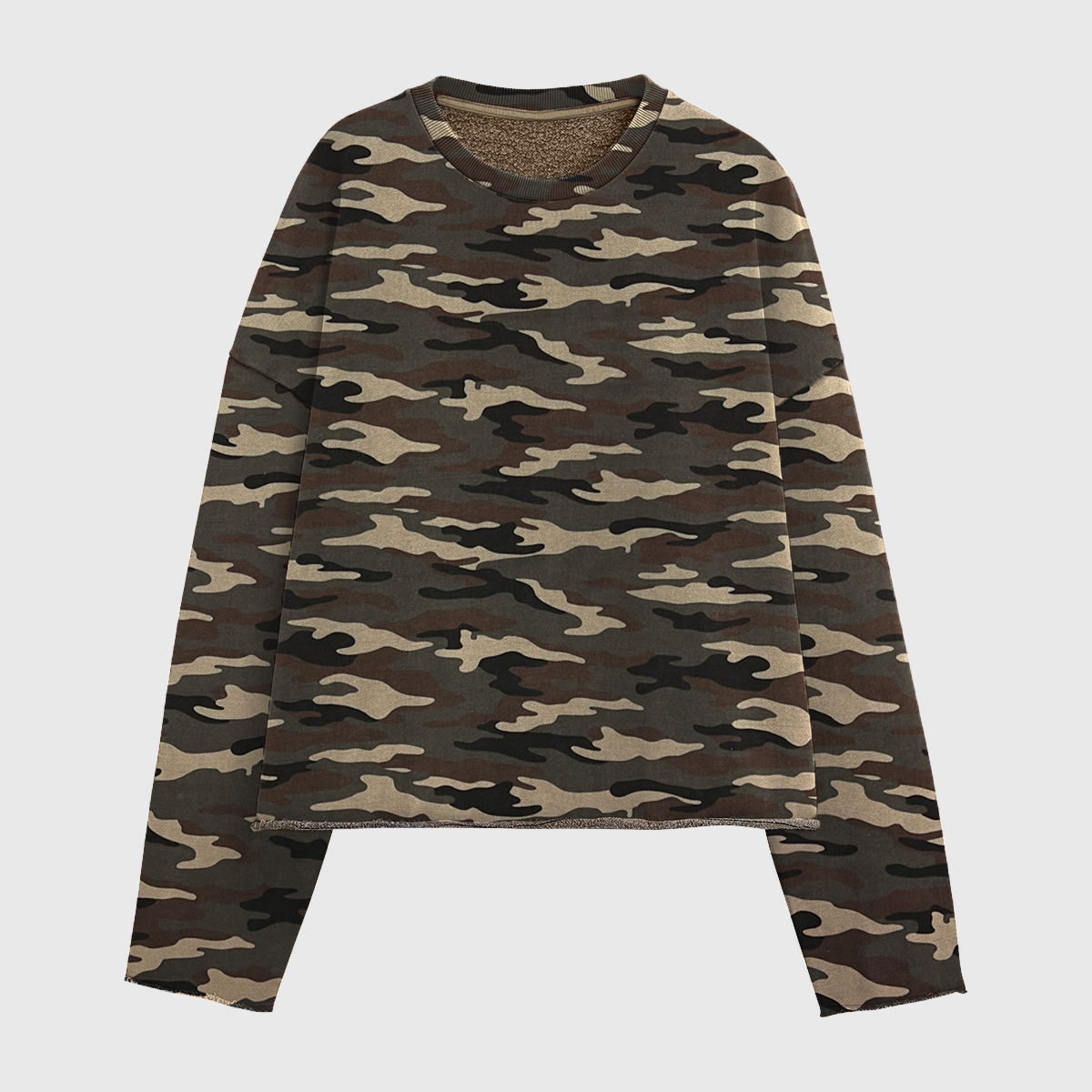 Heavyweight Camo Cropped Crewneck Sweatshirt